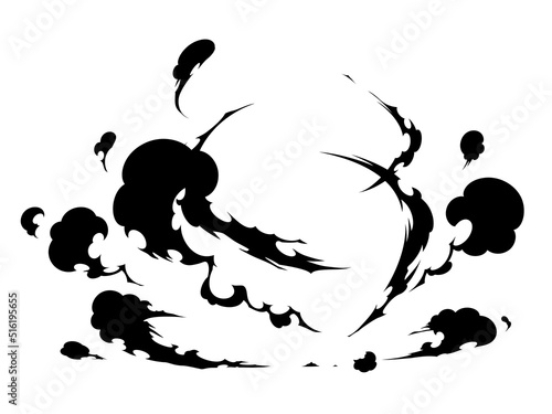 着地の煙のイラスト_エフェクト風_シルエット