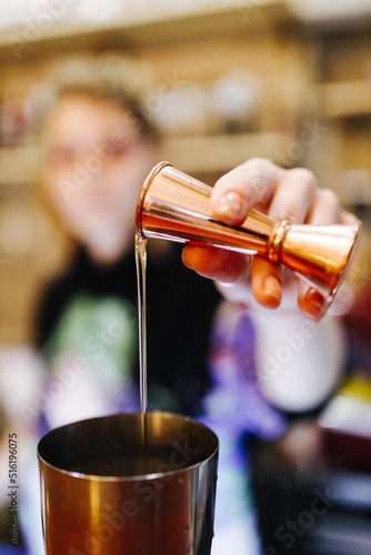 bartender make a delicious cocktail