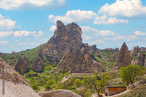 Uchisar Castle at Uchisar, Cappadocia, Goreme National Park, fairy chimneys, cave dwellings at Nevsehir, Turkey. 