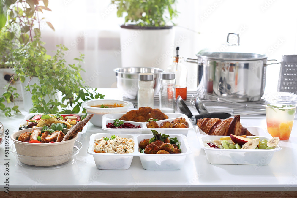 Dietary catering. Box diet. Appetizing lunch boxes. Food delivered to your home Dietary catering. Box diet. Appetizing lunch boxes. Food delivered to your home