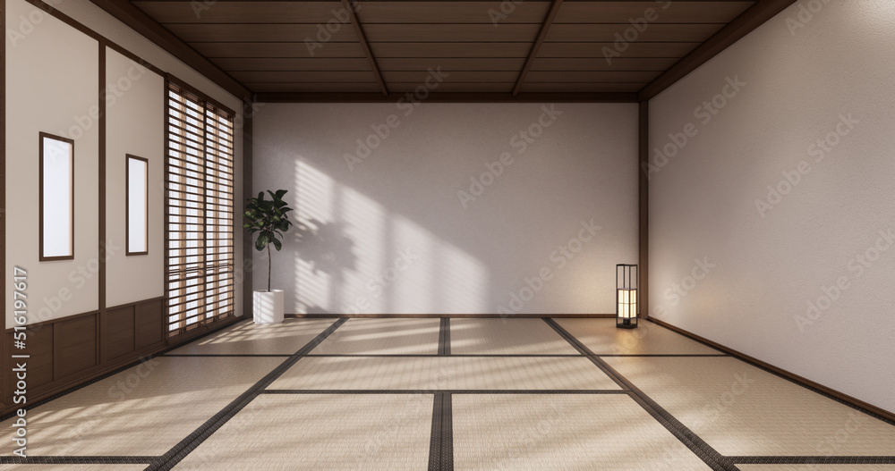 Fototapeta premium yoga interior design,cleaning minimalist room japan style. 3D rendering