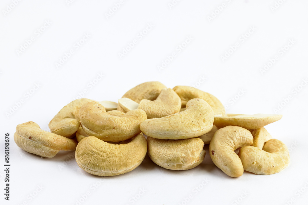 Cashew nuts on white background. Cashew nuts on white background.