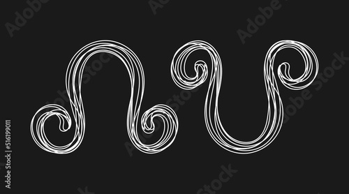 Solar rahu ketu signs hand drawn with white chalk. Vector astrological symbols