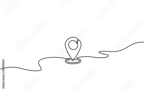 Continuous line drawing of paths and Location markers. Pin between a single point in a single line style. GPS navigation and travel concept in doodle style. vector illustration.