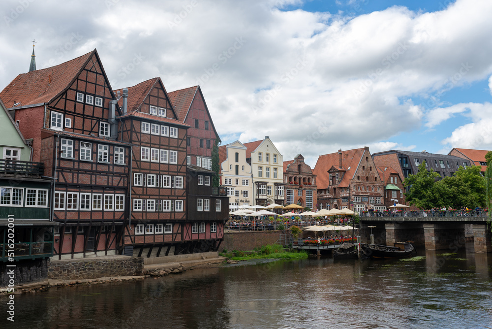 view on famous stintmarkt in the city of luneburg germany