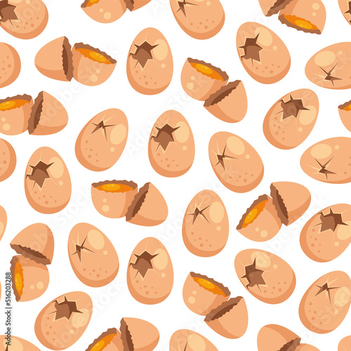 Broken open egg seamless cover wrapping pattern concept design element illustration