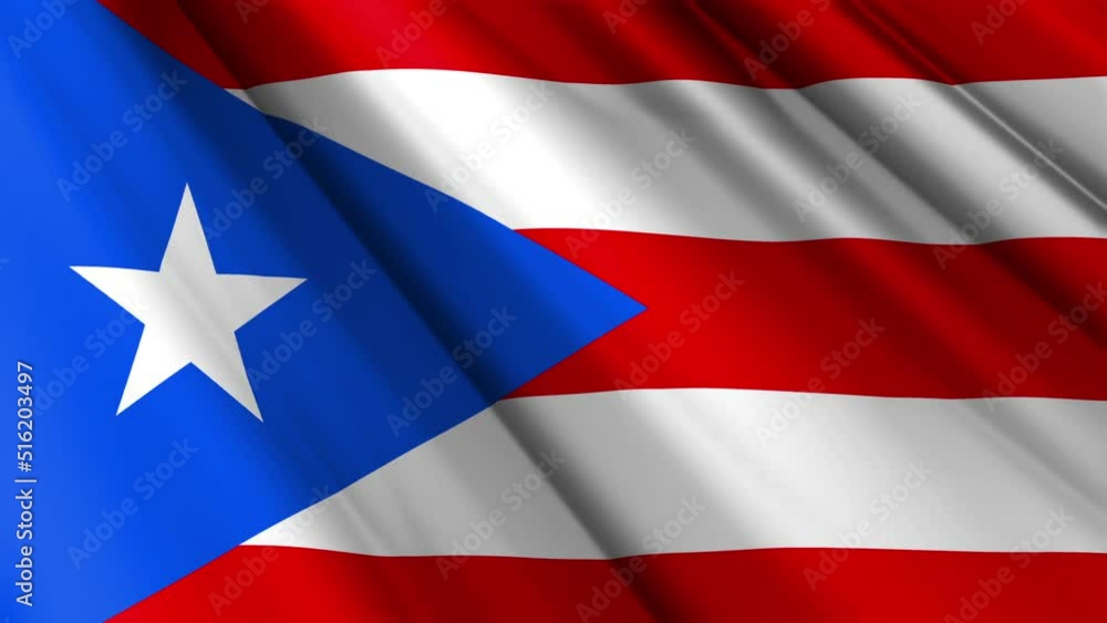 Close up realistic texture textile silk satin flag of Puerto Rico waving fluttering background. National symbol of the country. 12th of June, Happy Day concept. 3D animation 1080p Full HD Close up realistic texture textile silk satin flag of Puerto Rico waving fluttering background. National symbol of the country. 12th of June, Happy Day concept. 3D animation 1080p Full HD
