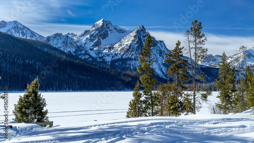 Famous Mountain peak in Idaho winter