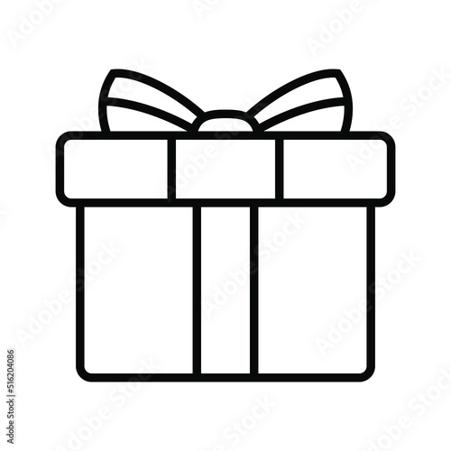 Present gift box icon. Vector isolated element. Christmas gift icon illustration vector symbol. Surprise present design. Stock vector.