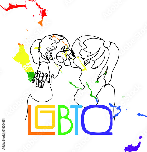 illustration of the abstract outlines of women on the white background, LGBT concept