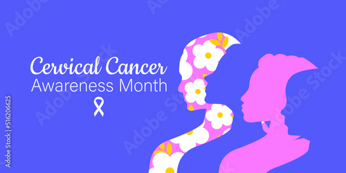 Cervical Cancer Awareness Month. Women of different nationalities and religions together. Vector.