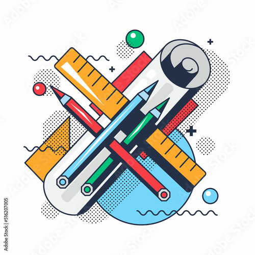 Design project tool for creation concept vector