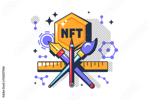Cool nft tart digital cryptocurrency token vector