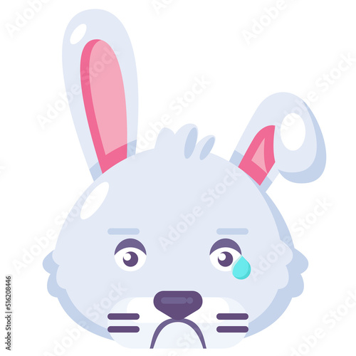 Rabbit crying expression cute facial emoji vector