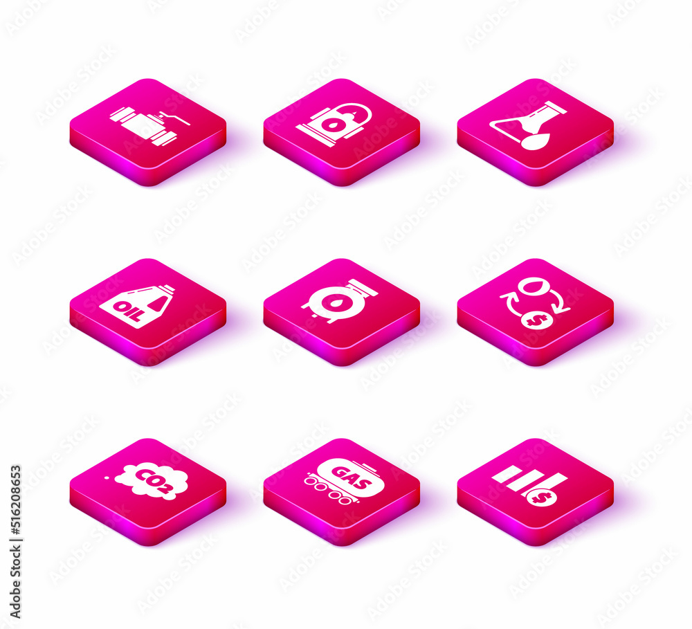 Set CO2 emissions in cloud, Oil and gas industrial factory building, Pie chart infographic dollar, exchange, water transfer, convert, petrol test tube and Petrol station icon. Vector Set CO2 emissions in cloud, Oil and gas industrial factory building, Pie chart infographic dollar, exchange, water transfer, convert, petrol test tube and Petrol station icon. Vector