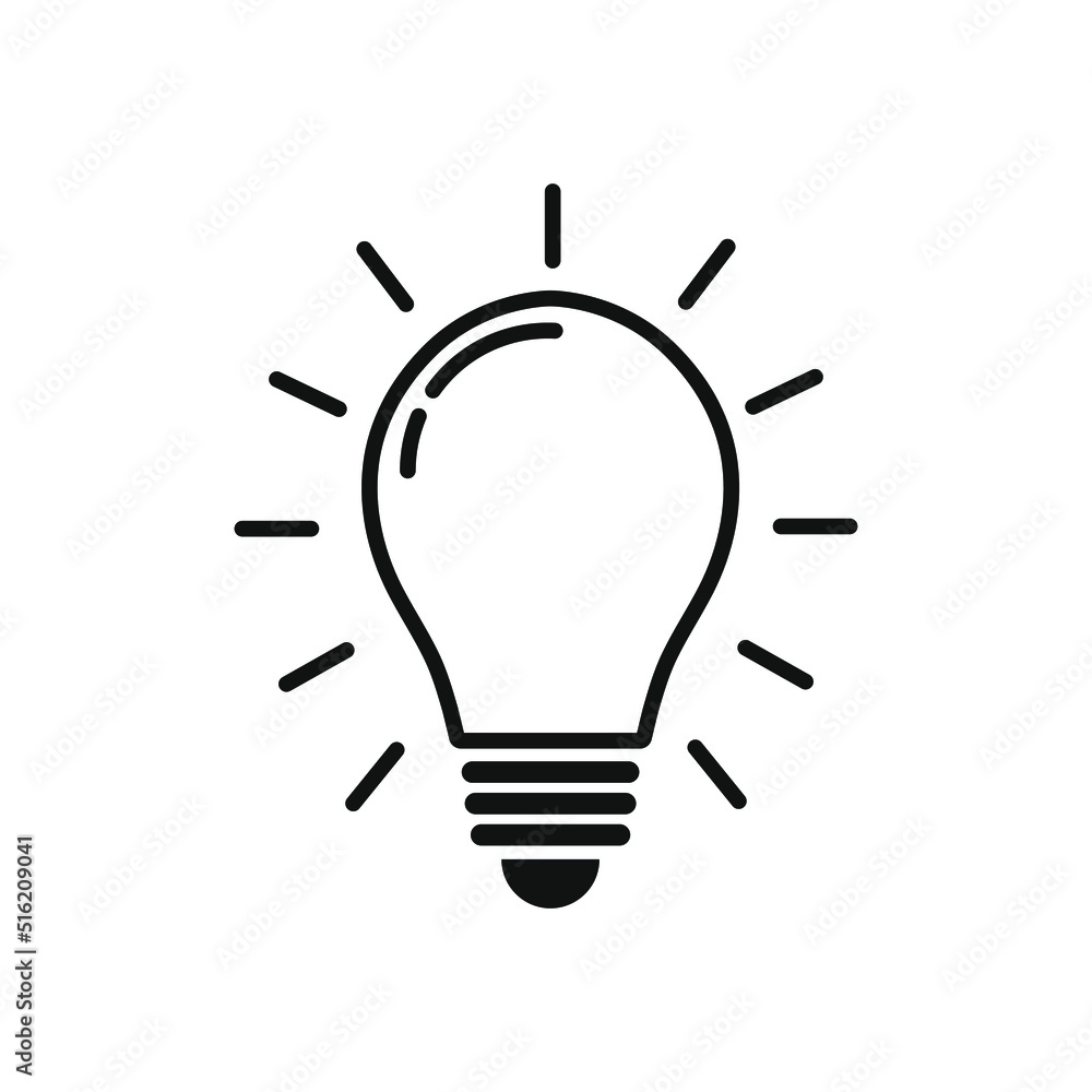 Light bulb line icon vector, isolated on white background. Light bulb line icon vector, isolated on white background.