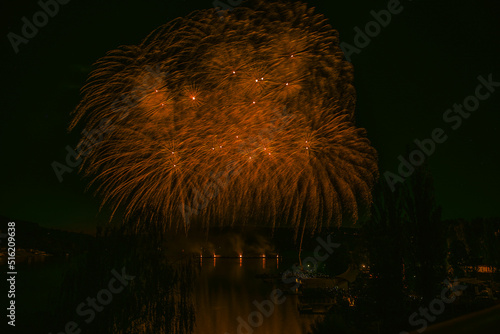 Fireworks above the water surface