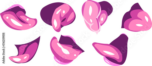 Realistic mouth with tongue, lips and saliva for different emotions of characters