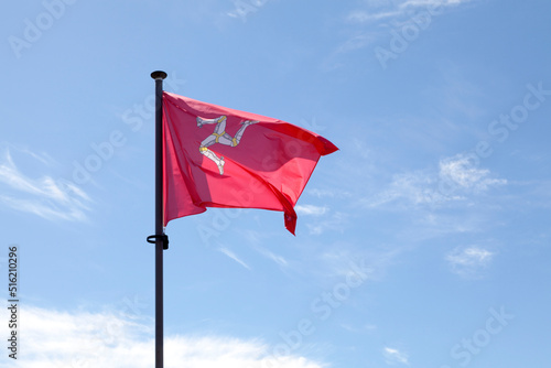 Flag of Mann waving