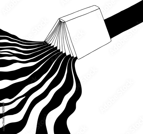 Vector illustration of  the river forking through the book, Concept of education, expanding worldview and creative idea  