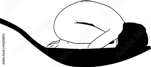 Fotografia, Obraz Vector illustration of a girl in a fetal position lying in the spoon