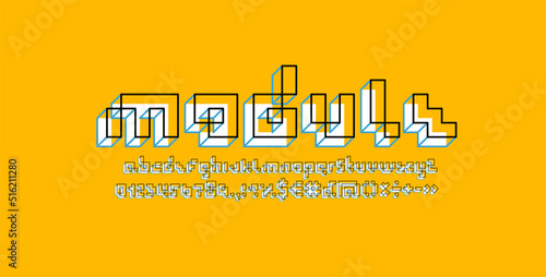 Font made in lines style, bright 3d alphabet, vector illustration 10EPS