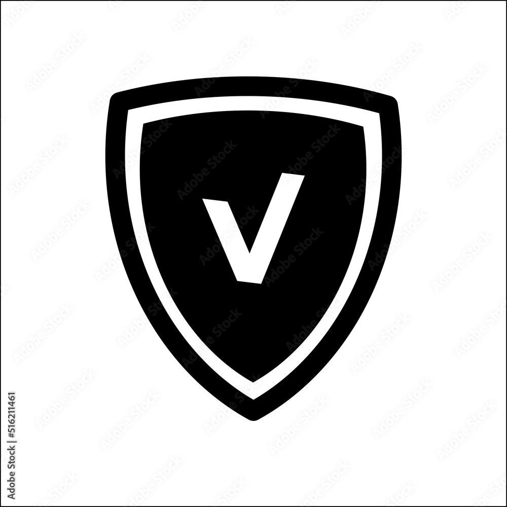 Black protection, shield with a check mark - vector icon Black protection, shield with a check mark - vector icon