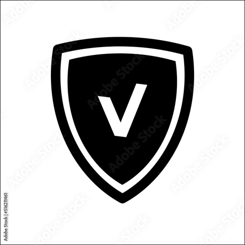 Black protection, shield with a check mark - vector icon