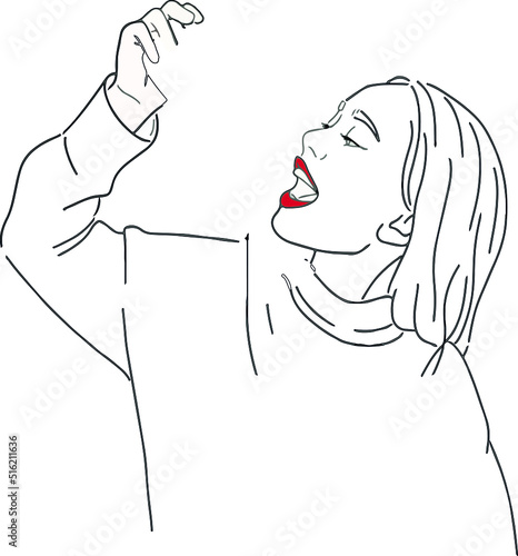 vector illustration of a sexy girl holding nothing in hand and open mouth for going seductively eating it