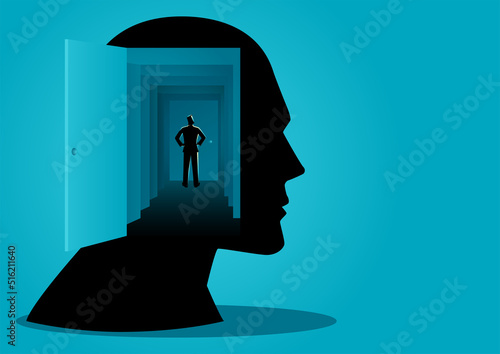Man goes deeper inside of human mind through multiple doors photo