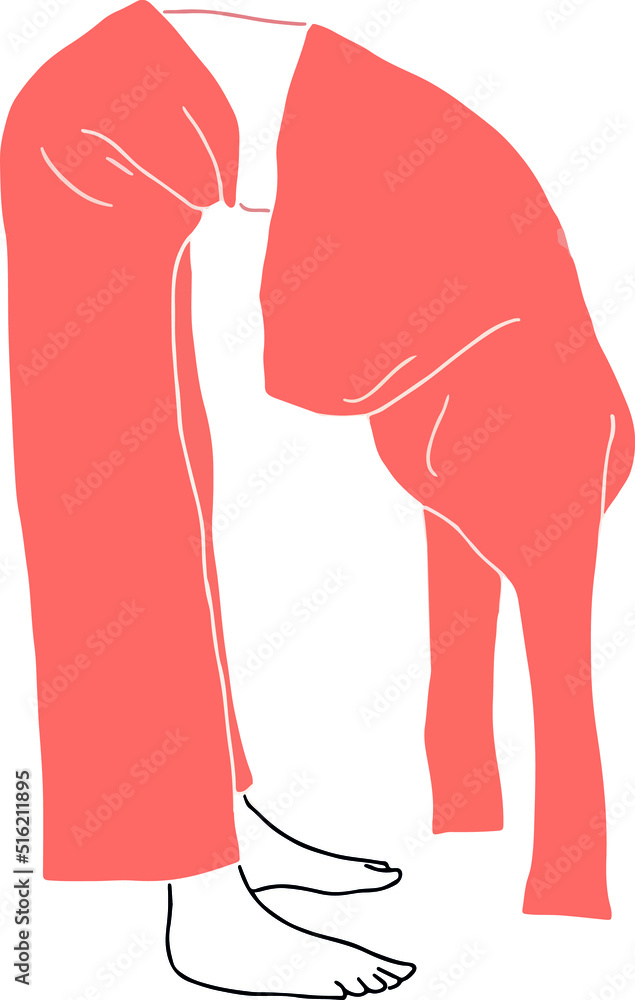 trendy illustration of a girl in a red sweater and red pants bending down trendy illustration of a girl in a red sweater and red pants bending down