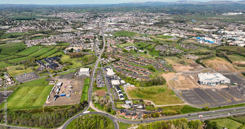 Aerial photo Ballee Seven Towers Roundabout Ballymena Co Antrim Northern Ireland
