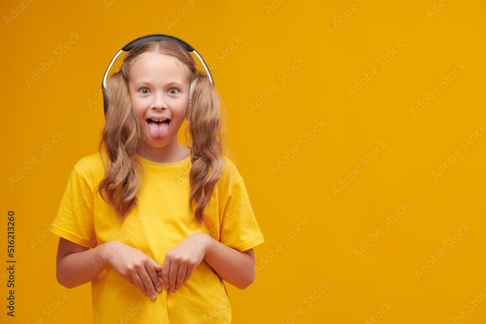 excited girl in headphones excited girl in headphones