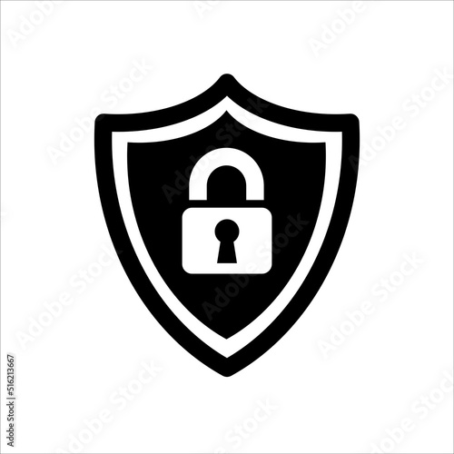 PROTECTION SYMBOL - SHIELD WITH PADLOCK SYMBOL - VECTOR ICON