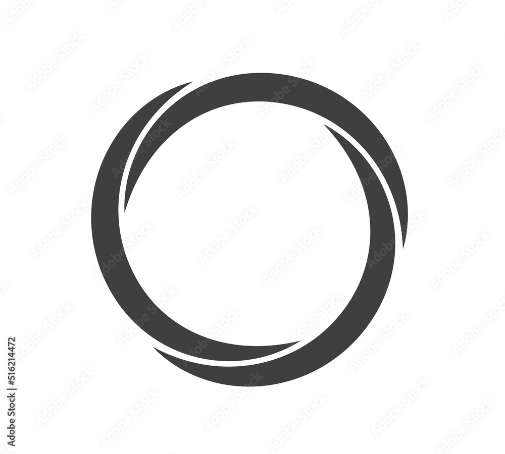 Round frame black and white vector ornament. Graphic border doodle. Ring curve link connection Round frame black and white vector ornament. Graphic border doodle. Ring curve link connection