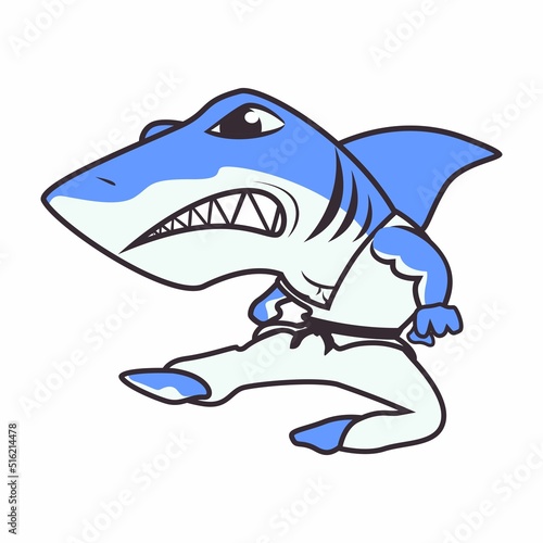 vector mascot illustration shark practice karate