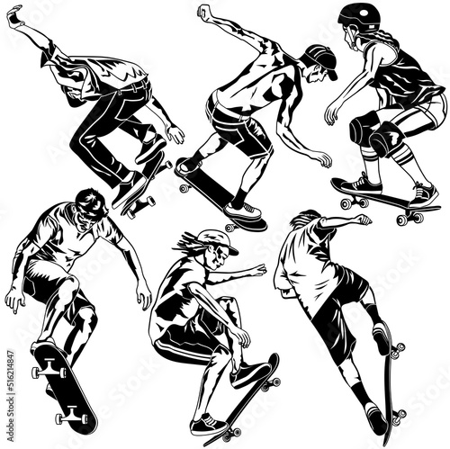 Silhouettes of Skateboarders