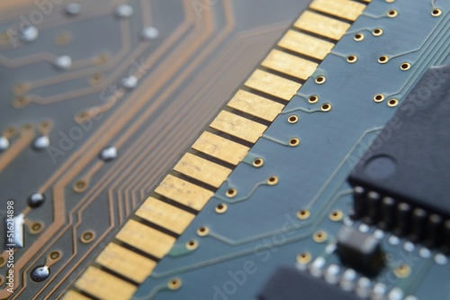 microprocessor on the background of the microcircuit of the motherboard