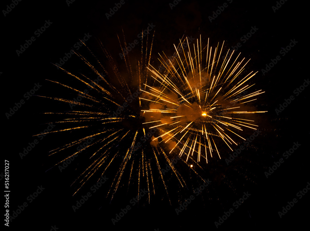 Beautiful bright fireworks lighting up night sky Beautiful bright fireworks lighting up night sky