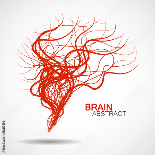 Abstract colorful brain with chaotic lines. Vector illustration