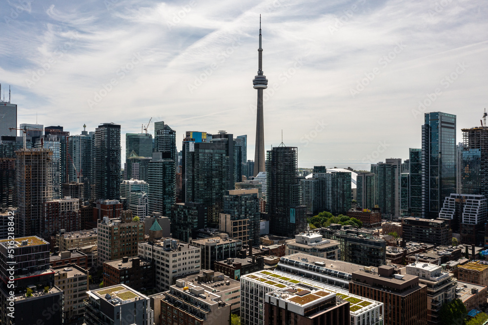 Fototapeta premium downtown Toronto landscape with the cntower and buildings and streets in view