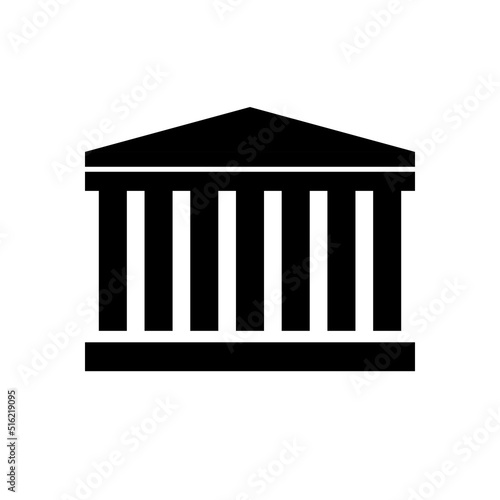 Building icon. Building with iconic columns. Historic building. Vector icon isolated on white background.