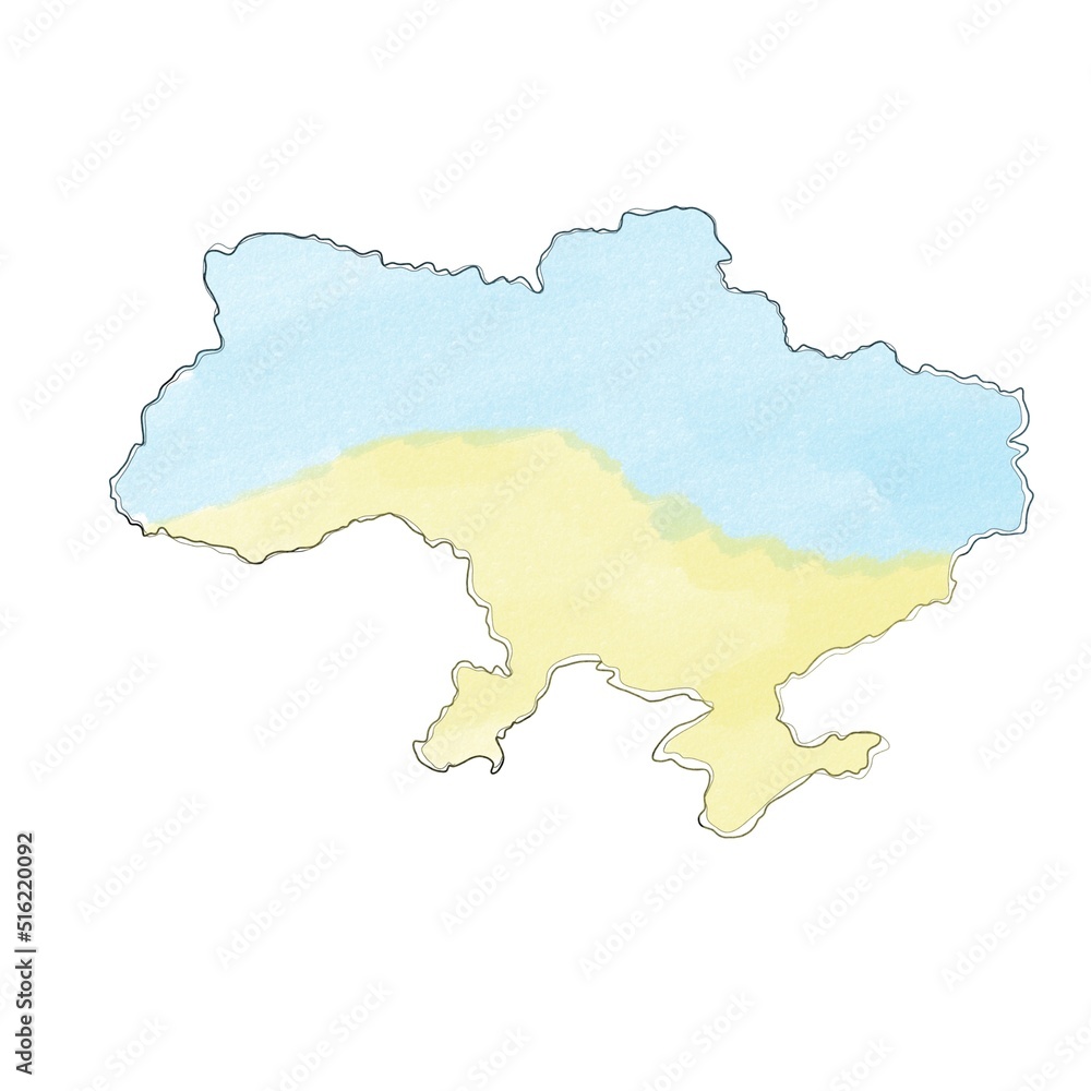 Ukrainian yellow-blue flag - map of Ukraine. stop war in Ukraine