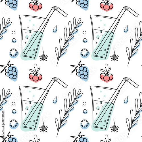 contour and spot seamless pattern, a set of summer sweets