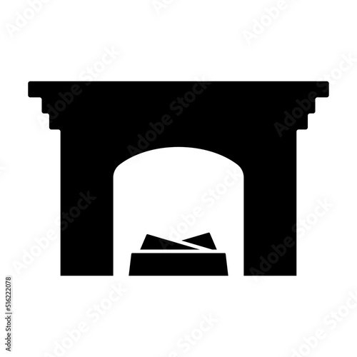 Fireplace icon. Black silhouette. Front view. Vector simple flat graphic illustration. Isolated object on a white background. Isolate.