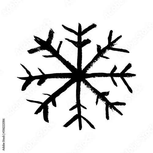 Snowflake icon. Black ink contour line sketch drawing. Vector simple flat graphic hand drawn illustration. Isolated object on a white background. Texture. Isolate.