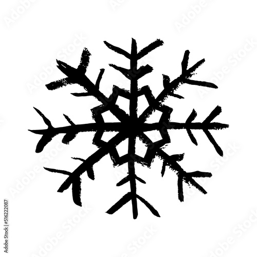 Snowflake icon. Black ink contour line sketch drawing. Vector simple flat graphic hand drawn illustration. Isolated object on a white background. Texture. Isolate.