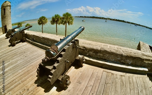 Castillo de San Marcos, harbor front cannons, St. Augustine Florida