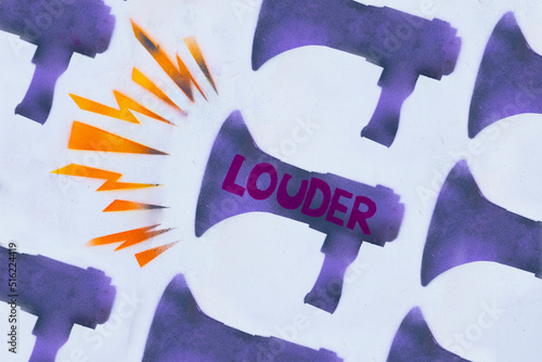 Картината върху платно Protest speak louder purple graffiti street style