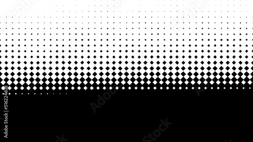 Abstract black and white optical Illusion with many white rhombuses covering black background from top to bottom. Animation. Monochrome graphic motion, rows of rhombuses falling down.